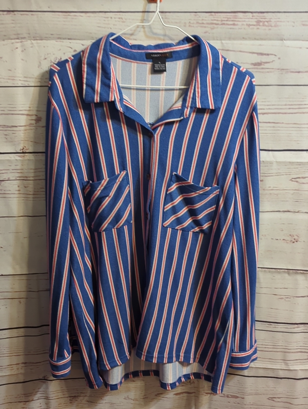 Robert Lewis Blue and Pink Striped Collared Shirt